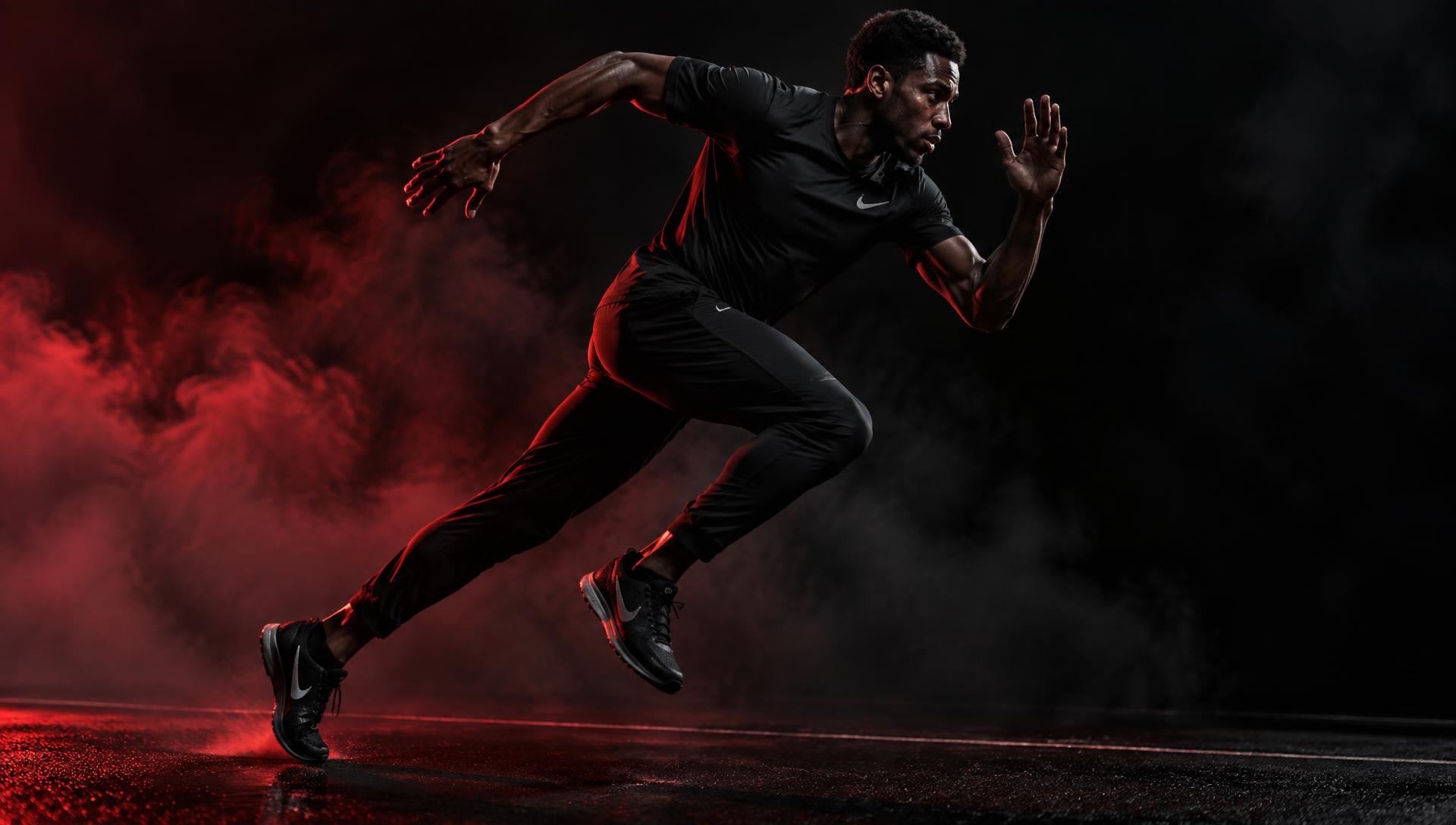 Athlete sprinting in ONE7 sportswear